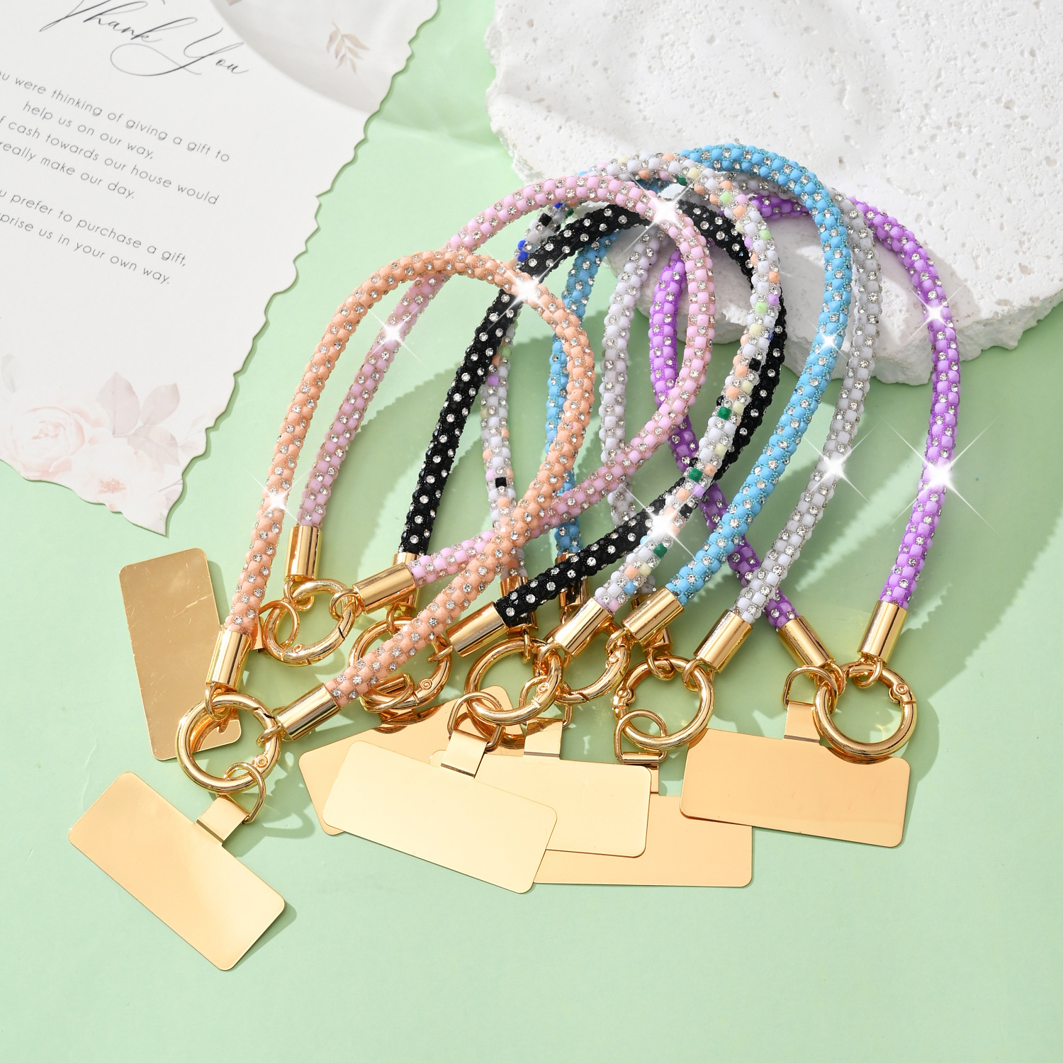 Phone chain rhinestone full rhinestone gold hardware lanyard wrist phone pendant women phone lanyard hanging chain