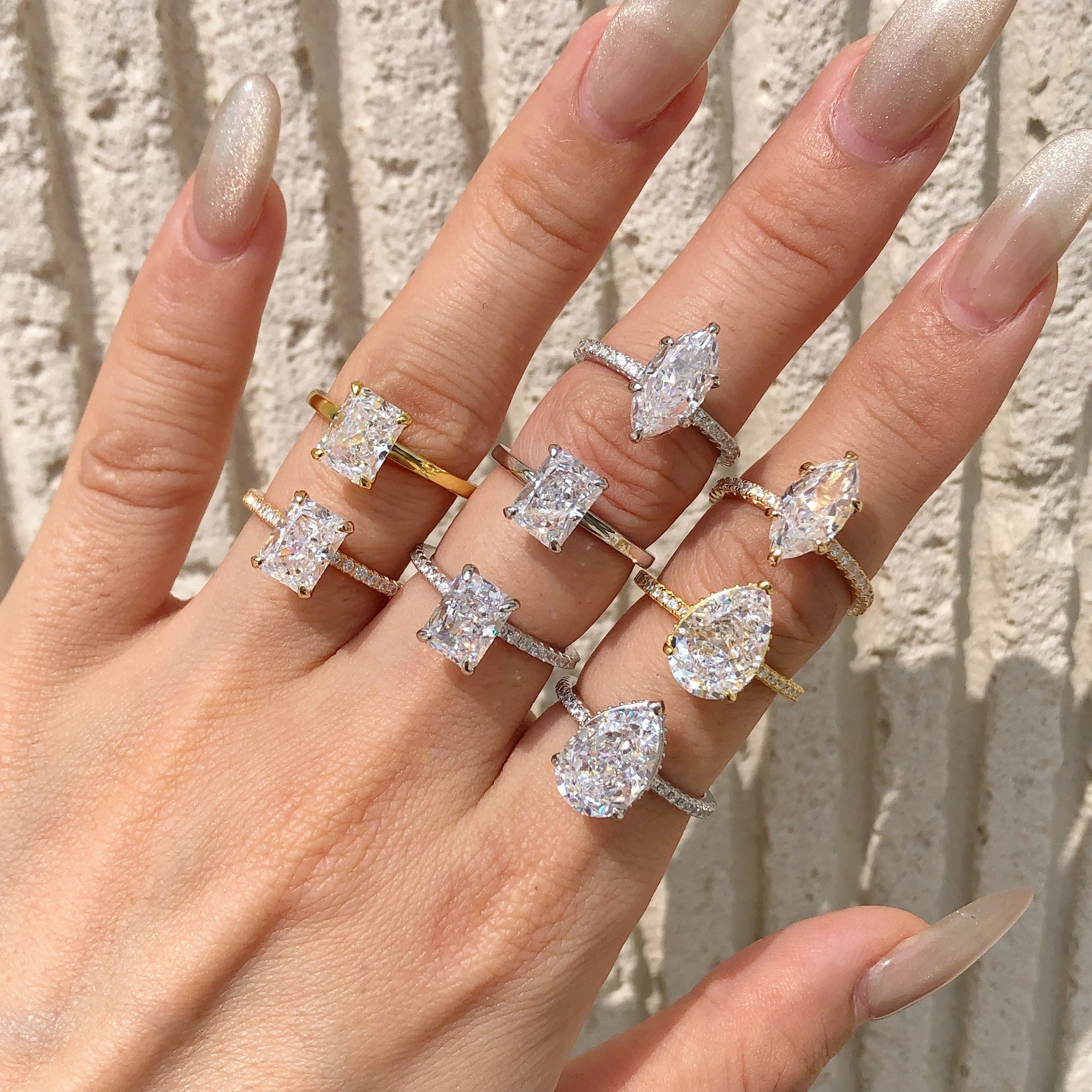 Small S925 sterling silver ring for women, radiant ice-cut 8A zircon high-carbon diamond imitation diamond ring