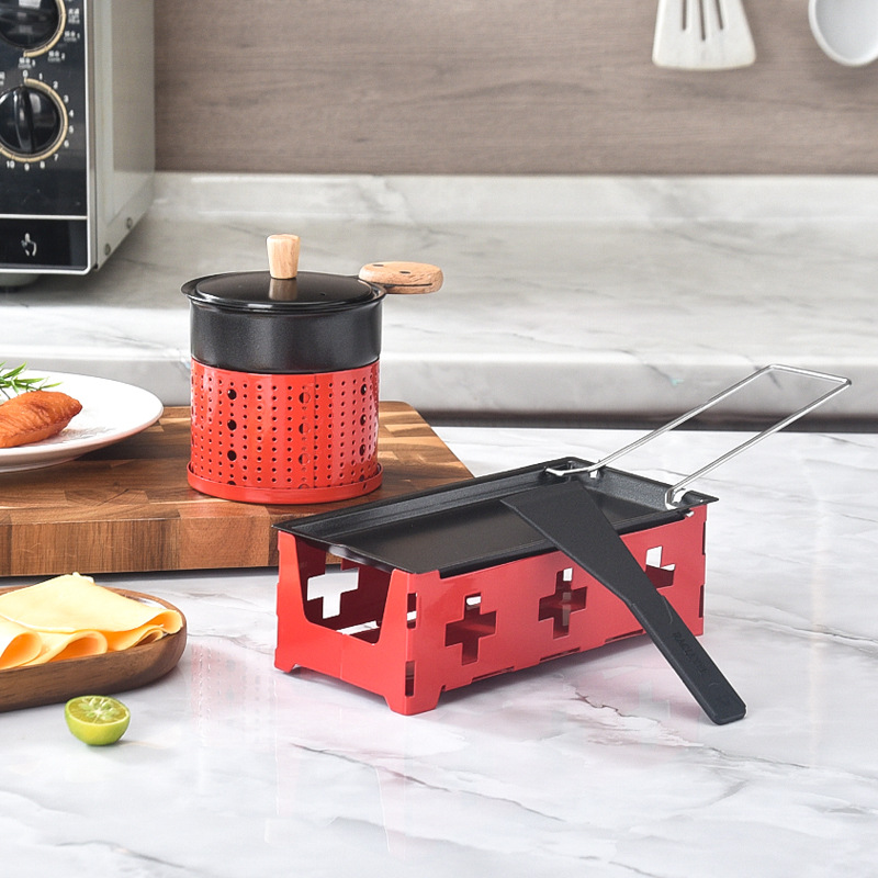 New outdoor camping portable cheese small baking pan coffee pot cream heating pan cheese mini small baking pan