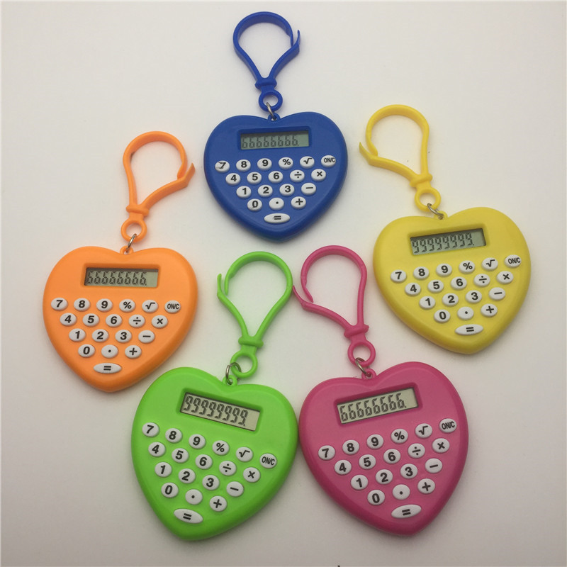 Heart Shape Mini Pendant Calculator Student Portable 8-Digit Calculator Office Stationery Computer