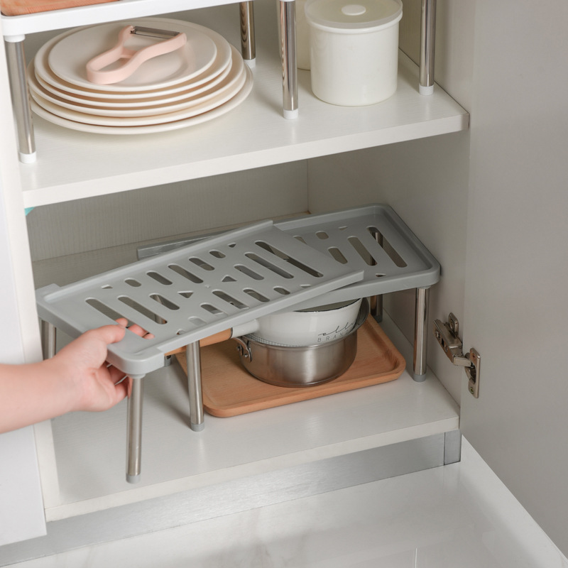 Expandable Shelf, Kitchen Drying Rack, Condiment Bottle Storage Rack, Cabinet Organizer Rack, Double-Layer Countertop Storage Rack