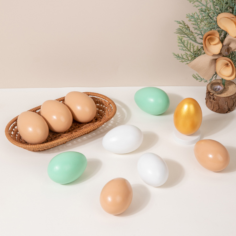 Wooden Simulation Eggs and Duck Eggs Children's DIY Hand-painted Easter Eggs Pretend Play Toy