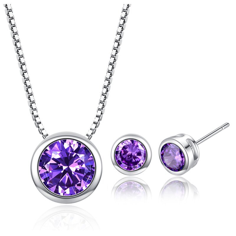 Accessory New Women's Accessory Simple Round Zircon Collarbone Chain Necklace Earring Set