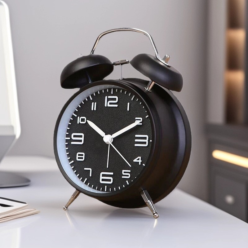 4-inch silent alarm clock metal bell clock ASiDA sweep second hand three-dimensional digital with luminous student clock