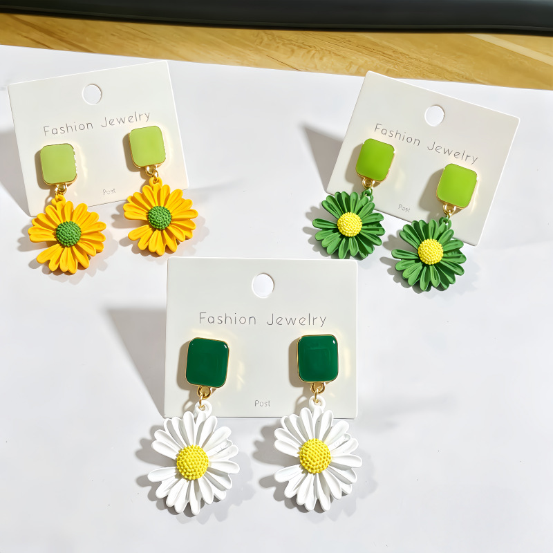 Drip glaze sunflower daisy earrings women ear accessories ear drop