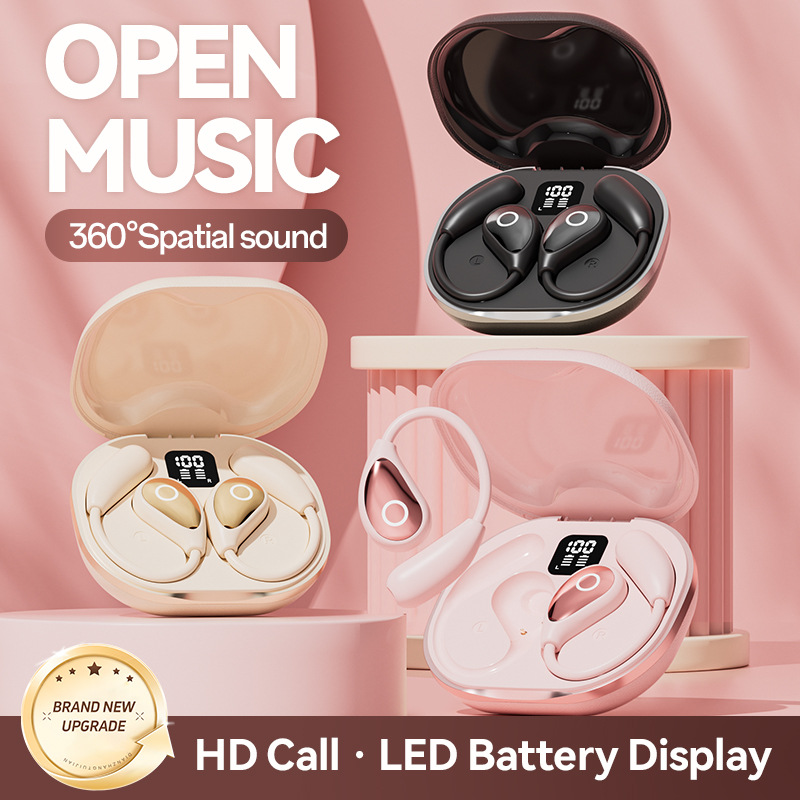 M95 Leather Texture OWS Open Bluetooth Earphones Explosive Wireless Translation Bluetooth Earphones Ultra-Long Battery Life AI Earphones