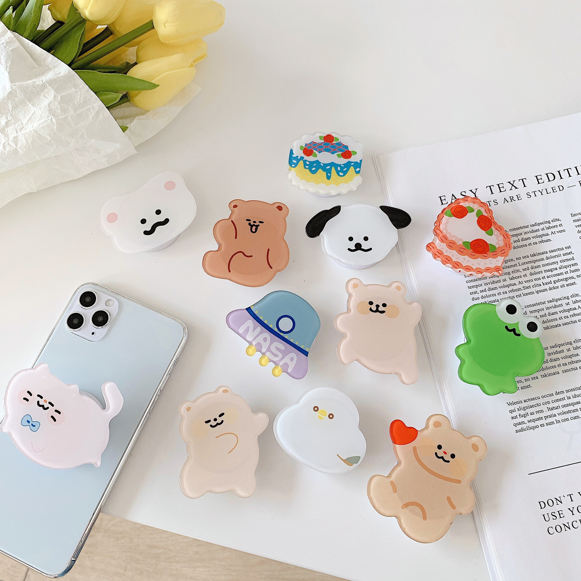 Cartoon Resin Airbag Stand Acrylic Telescopic Foldable Phone Portable Digital