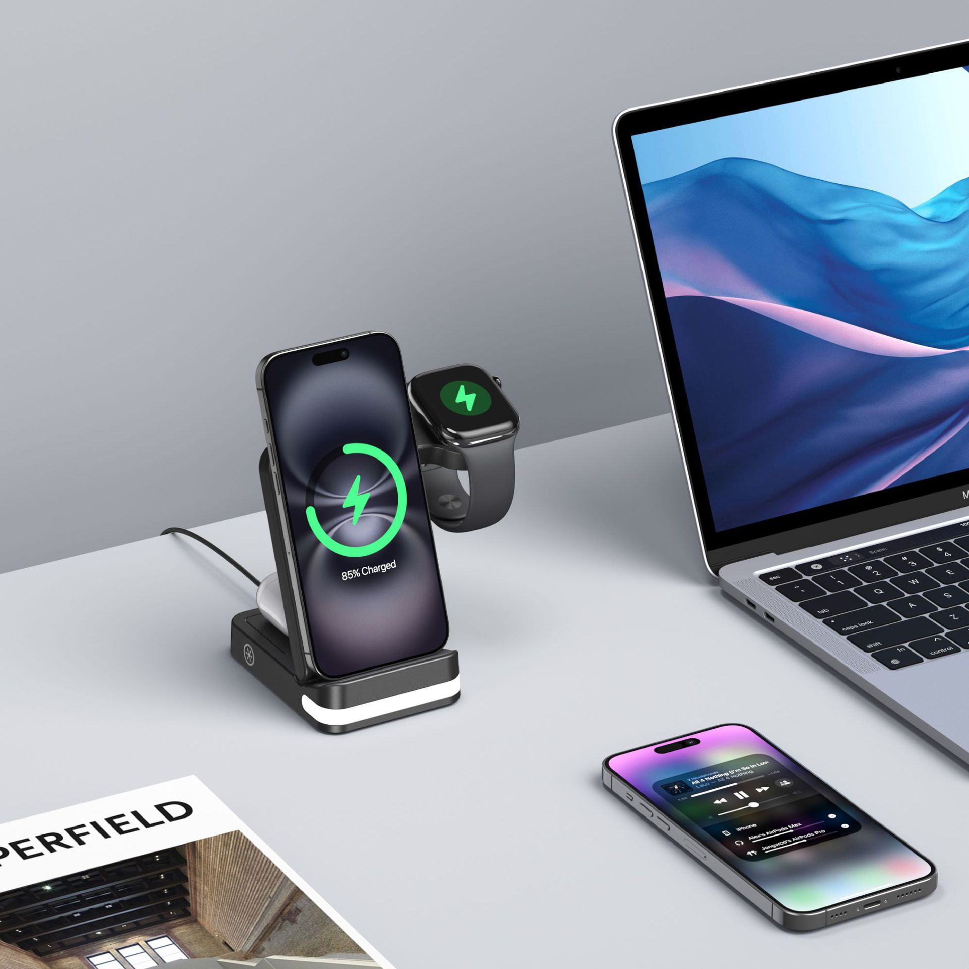Selected New Product for Huawei Apple Samsung Phone Watch Earphone 3-in-1 Foldable Wireless Charger