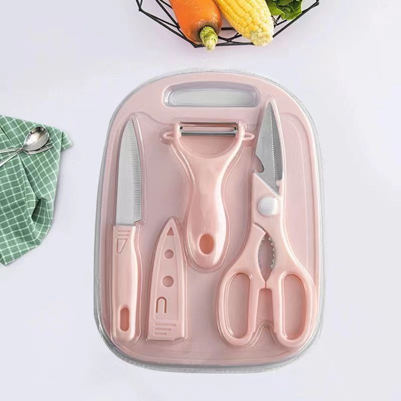 Yangjiang Knife Simple Gift Set Stainless Steel Fruit Knife Cutting Board Scissors Peeler Kitchen Household Four-Piece Set