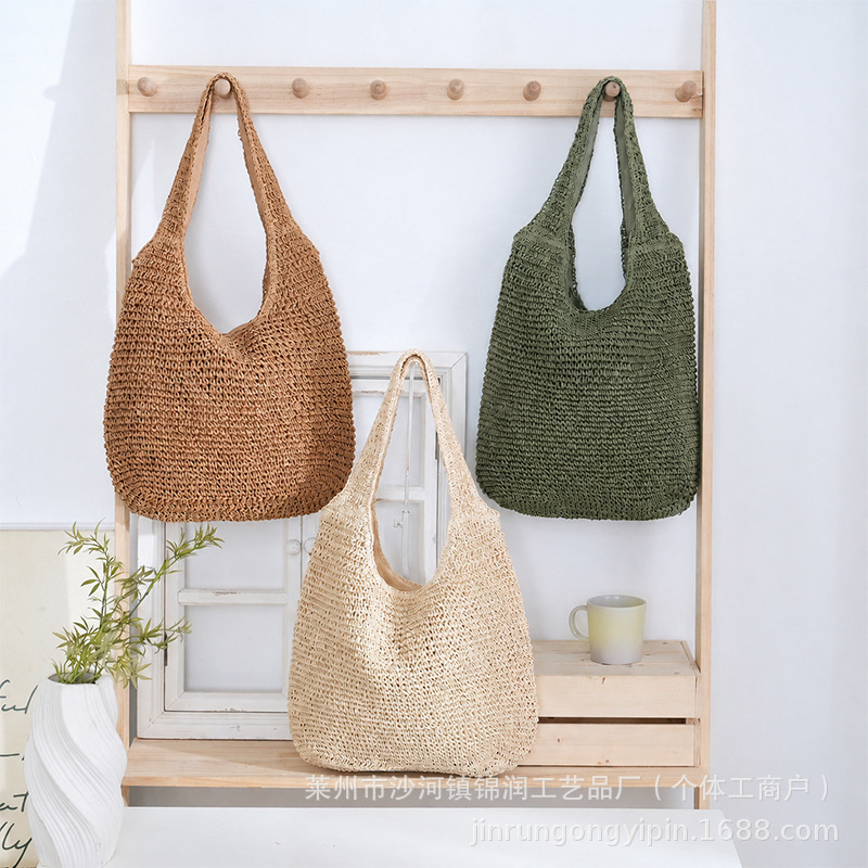 Summer popular shoulder bag, straw woven bag, daily commuting woven bag, vacation shoulder bag