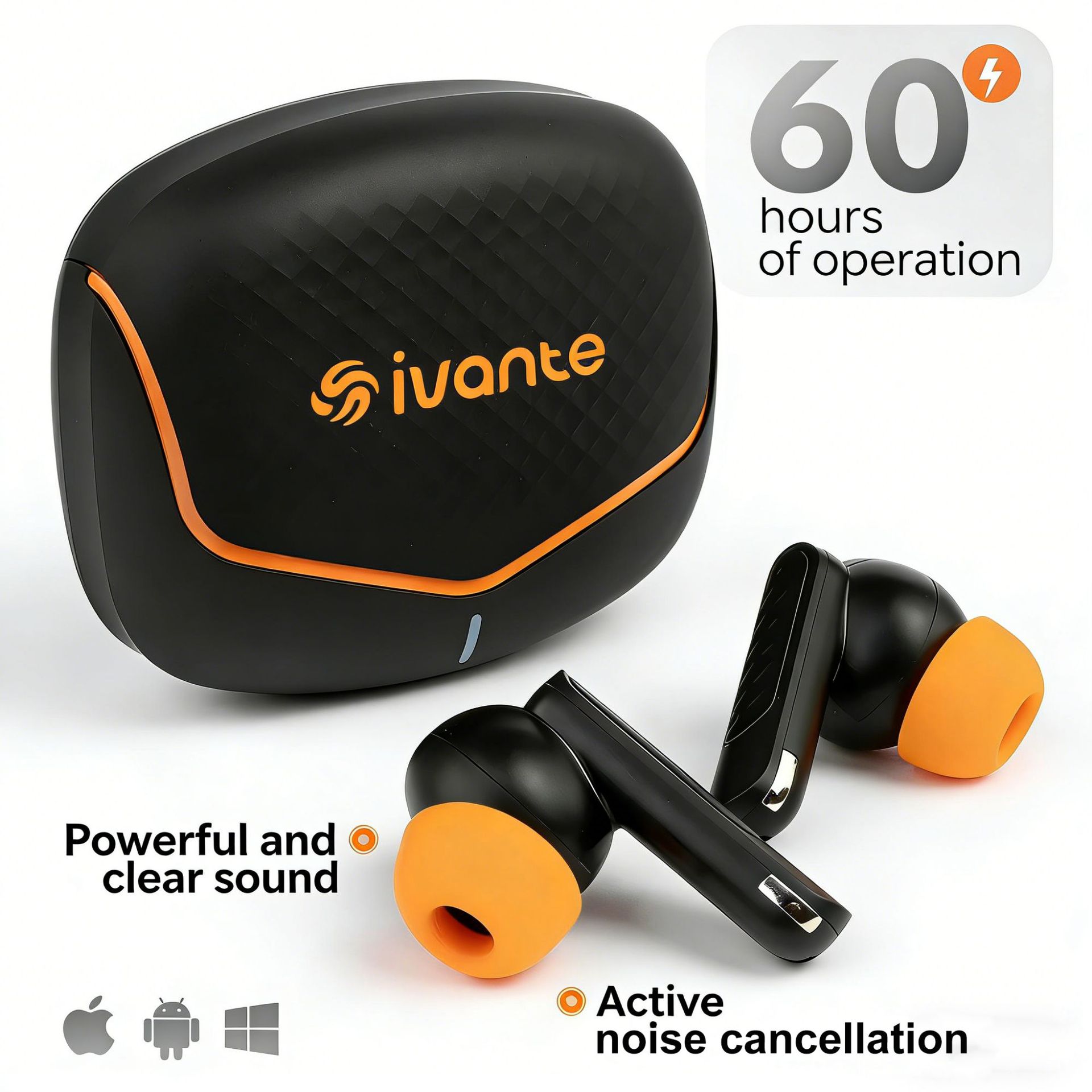 IVANTE Private Mold S42 Quad-Mic ENC Call ANC Noise Reduction Low Latency Wireless TWS In-Ear Bluetooth Headphones