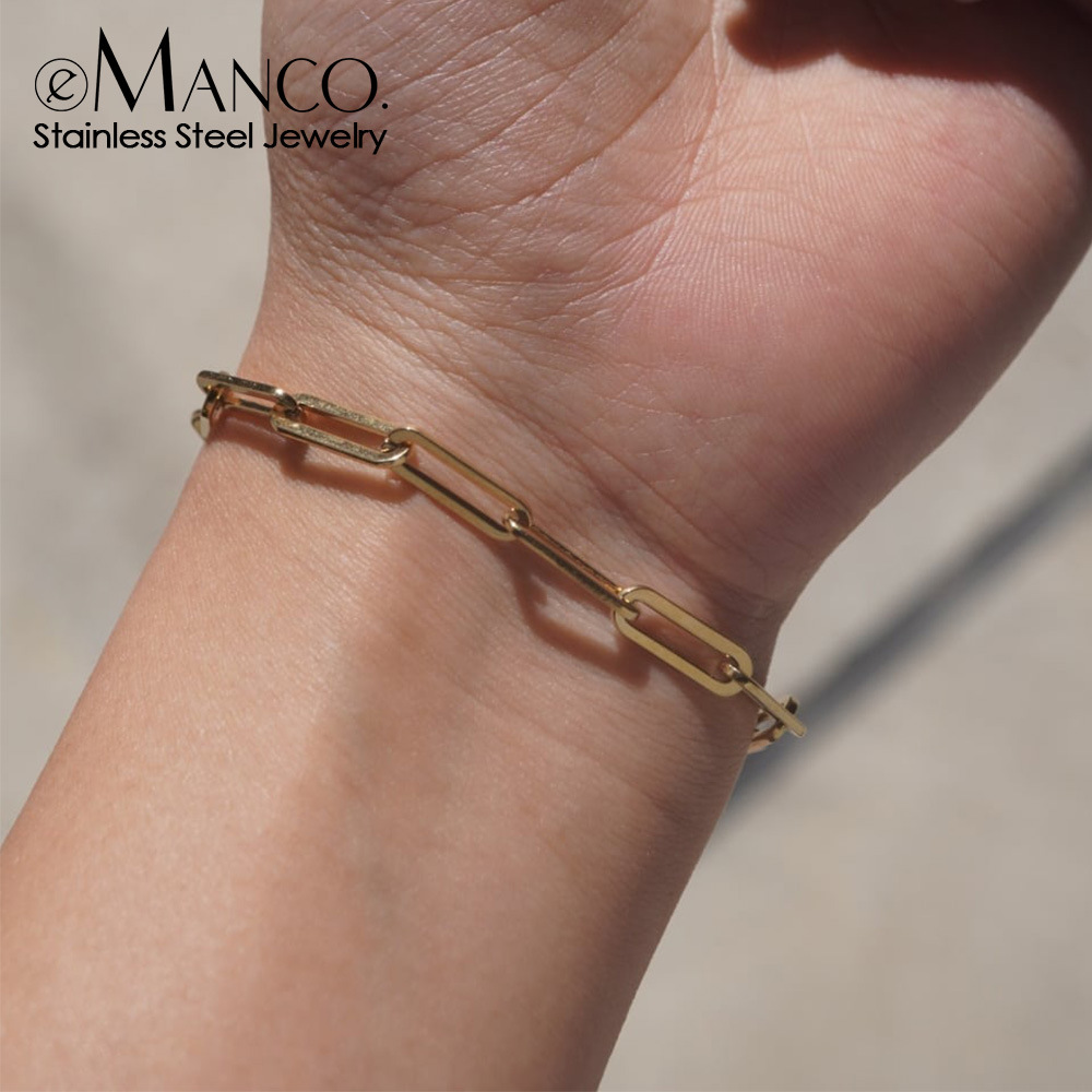 eManco Women's Bracelet Simple Chain Bracelet Stainless Steel Bracelet Gold Plated Hand Jewelry Distribution