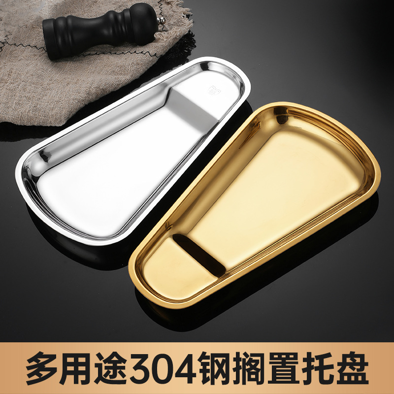 Self-service clip plate gold stainless steel plate holder food clip vegetable clip tray spoon plate restaurant tableware utensil