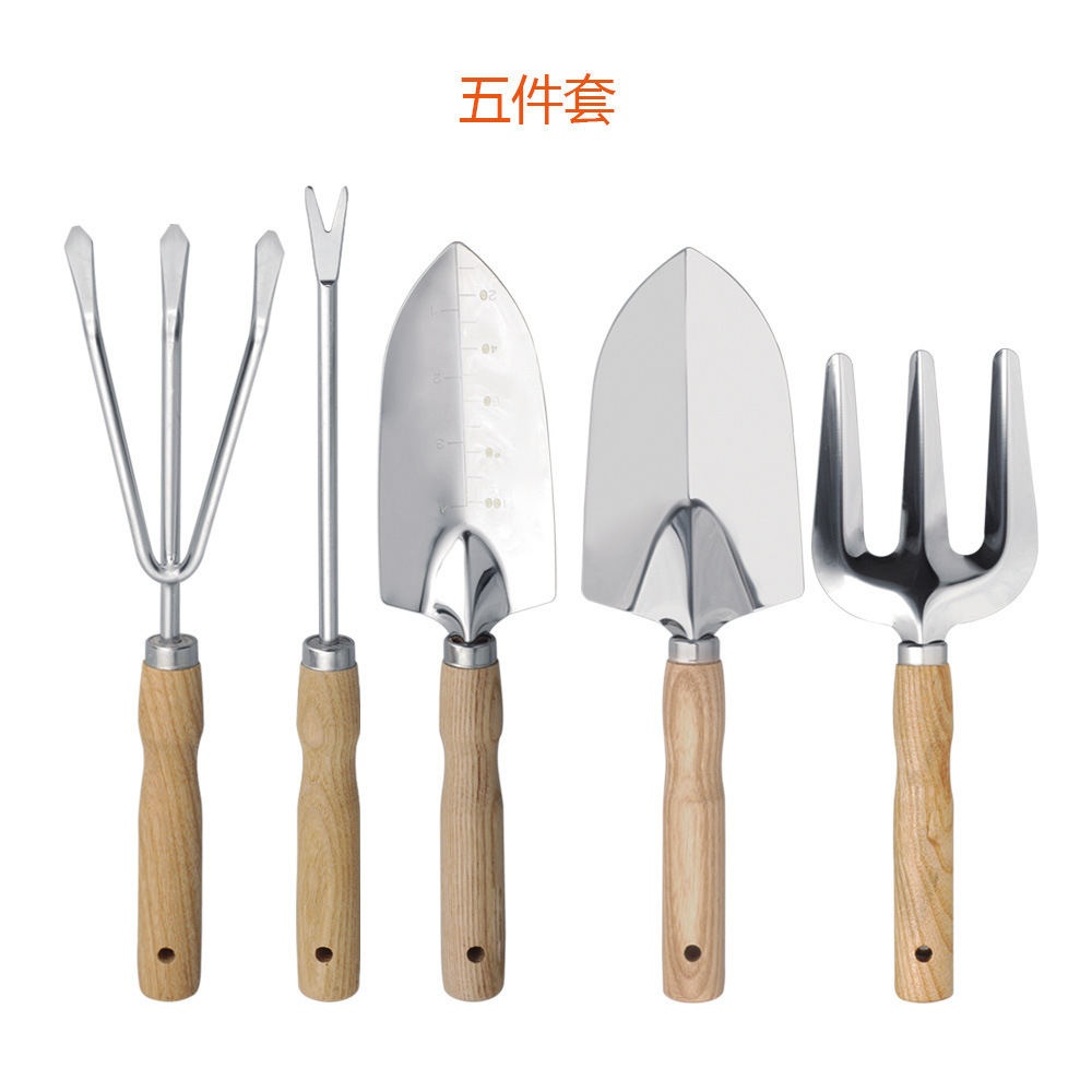 Outdoor Multi-functional Stainless Steel Shovel Digging Sand Shovel Exquisite Gardening Tool Garden 5-piece Set
