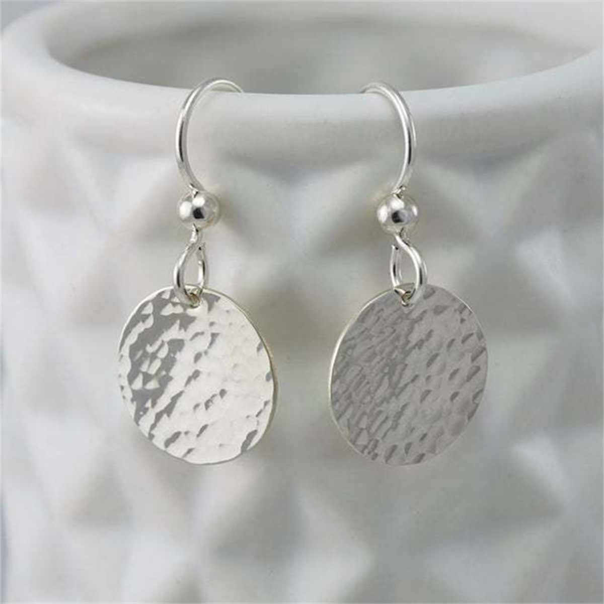 Simple Metal Concave and Convex Small Round Earrings Women Simple Geometric Round Earrings