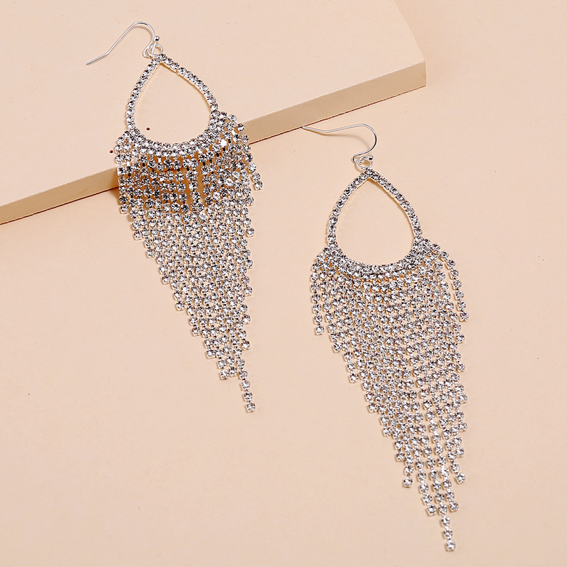 Accessories Women's Drop Earrings Tassel Rhinestone Claw Chain Full Diamond Earrings