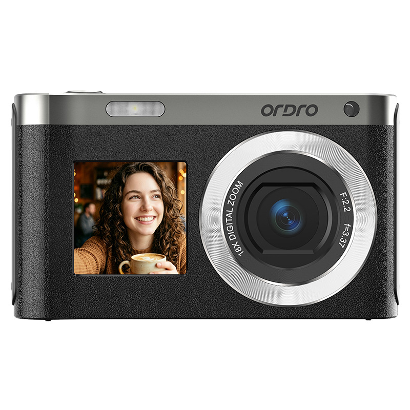 Ordro D16 4K HD Front and Rear Dual Screen Selfie Camera Built-in Fill Light 18x Digital Zoom