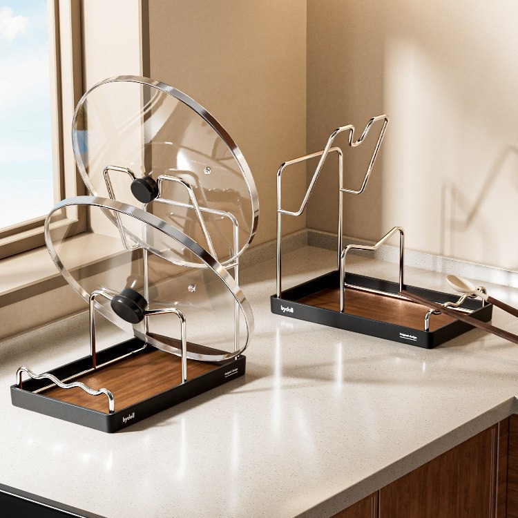 Kitchen pot lid rack countertop multifunctional spatula spoon storage rack pot lid holder storage rack 2026 new