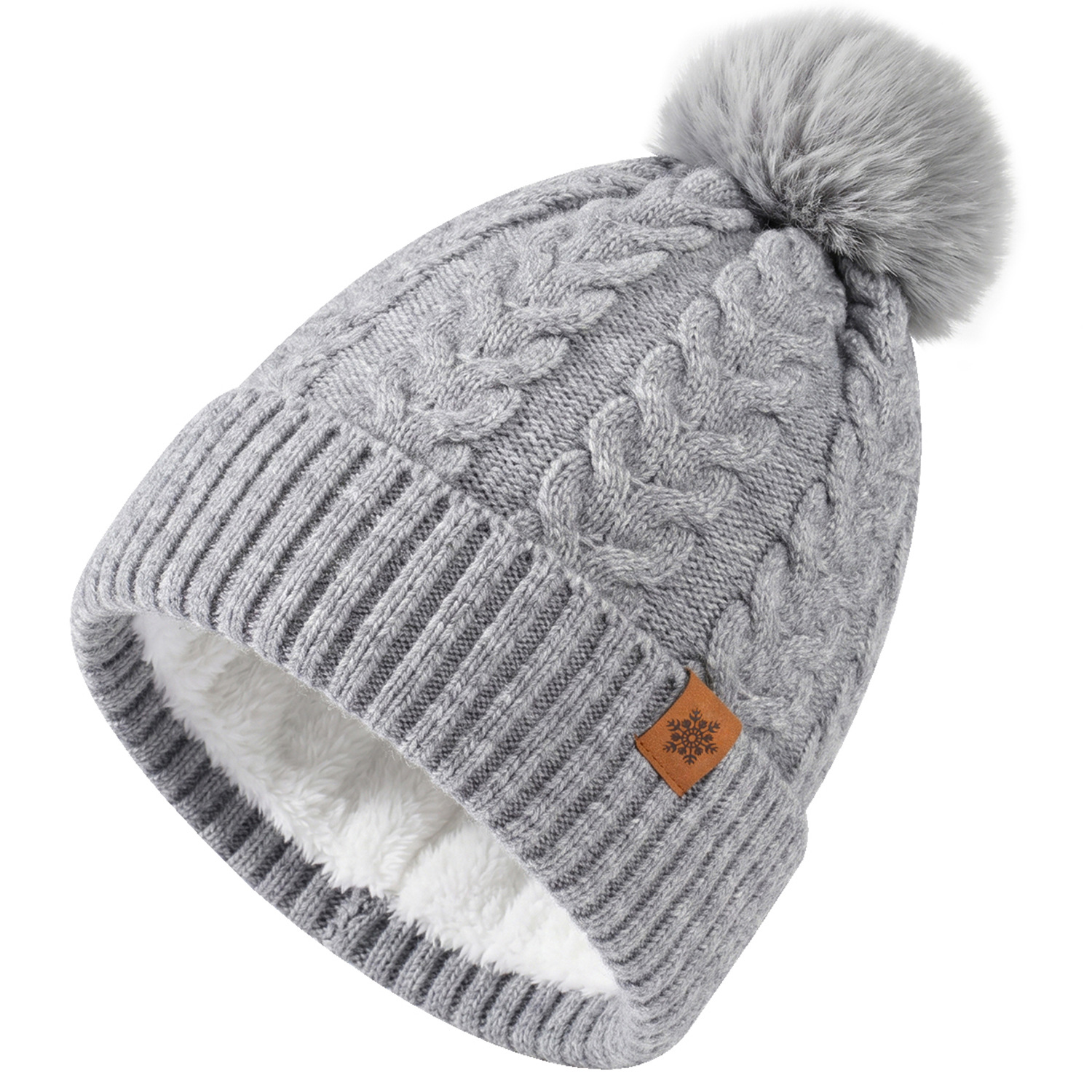 Knitted Hat Women Outdoor Cold-Proof Warm Autumn Winter Wool Hat Double-Layer Fleece-Lined Thick Beanie