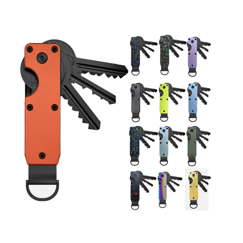 New Keychain Metal Multi-Functional Key Organizer AirTag Reserved Slot Key Clip