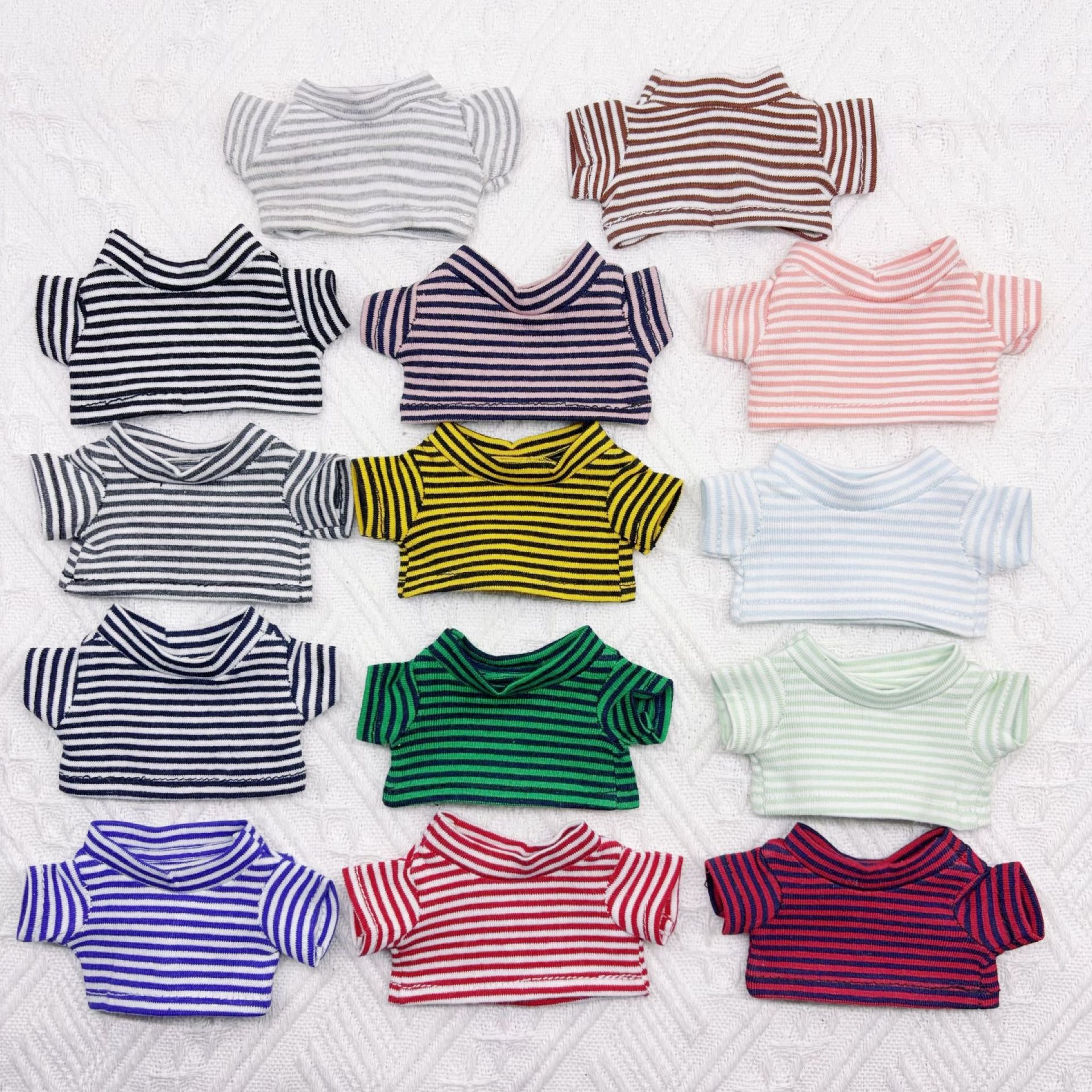 Striped T-shirt Doll Clothes 14cm Gate Dog Clothes Top Plush Toy Doll Plush Accessories Short Sleeve