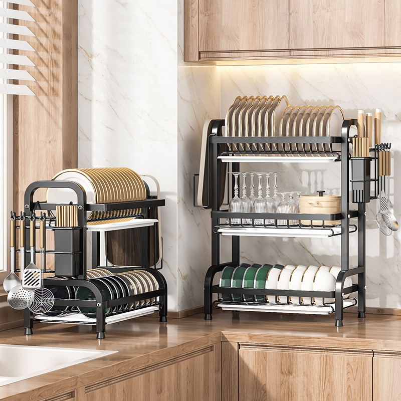 Kitchen storage rack bowl dish plate storage rack countertop drain rack chopstick knife rack multi-function bowl storage cabinet