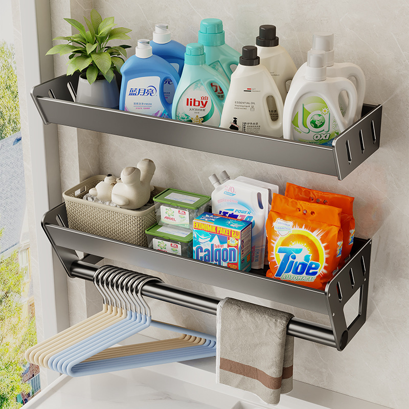 Balcony Washing Machine Top Storage Rack No-drilling Wall-mounted Removable Bathroom Laundry Detergent Storage Rack
