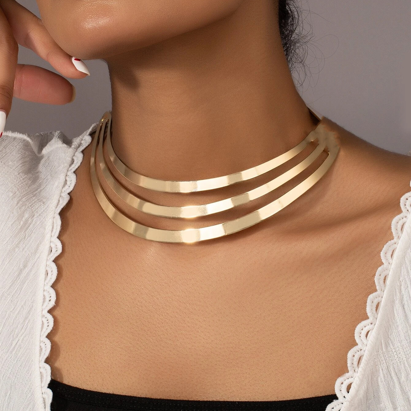 Star metal collar hollow necklace nightclub punk exaggerated women's neck chain accessory choker