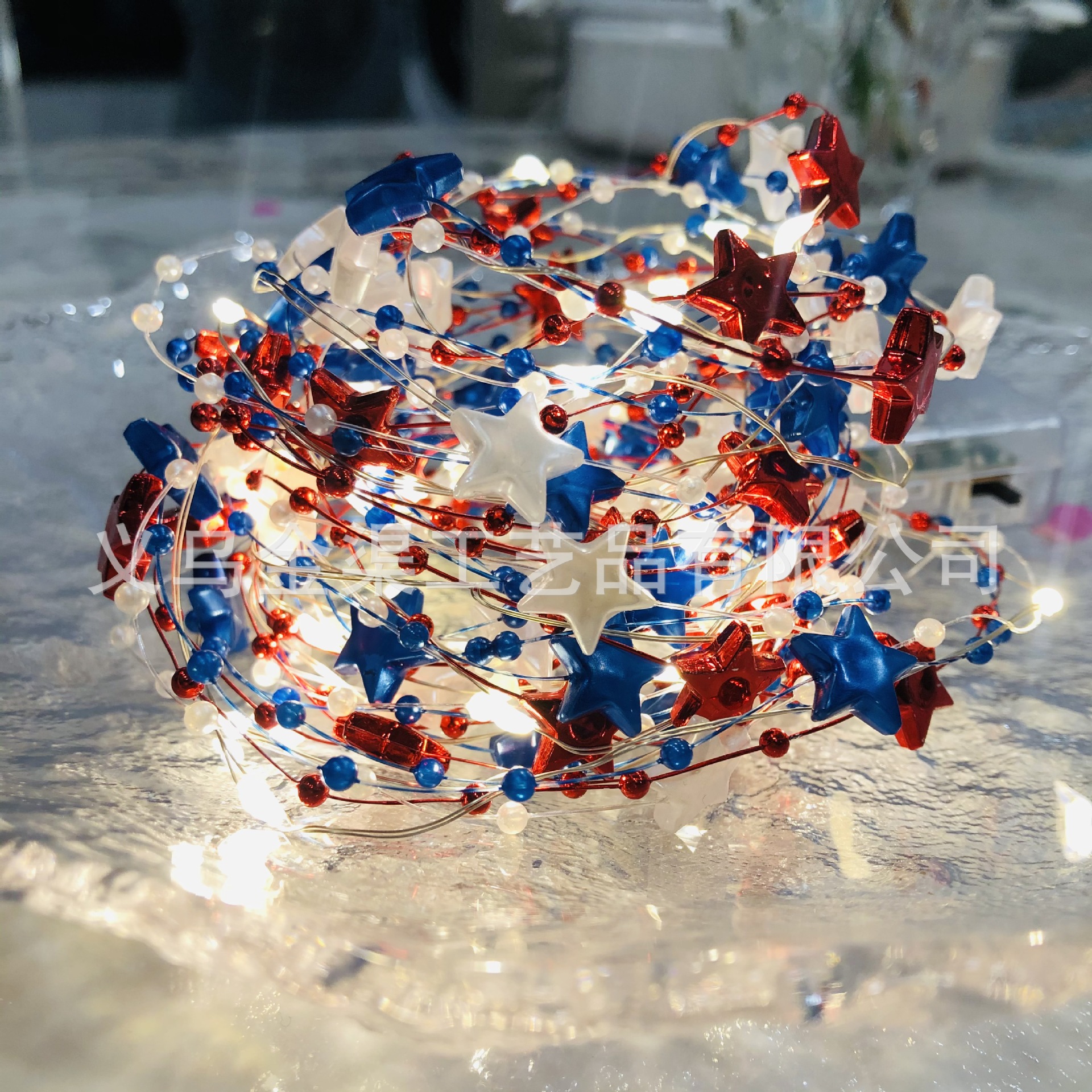 American Flag LED Independence Day Light String Red White Blue Light String Themed Party Decorative Lights