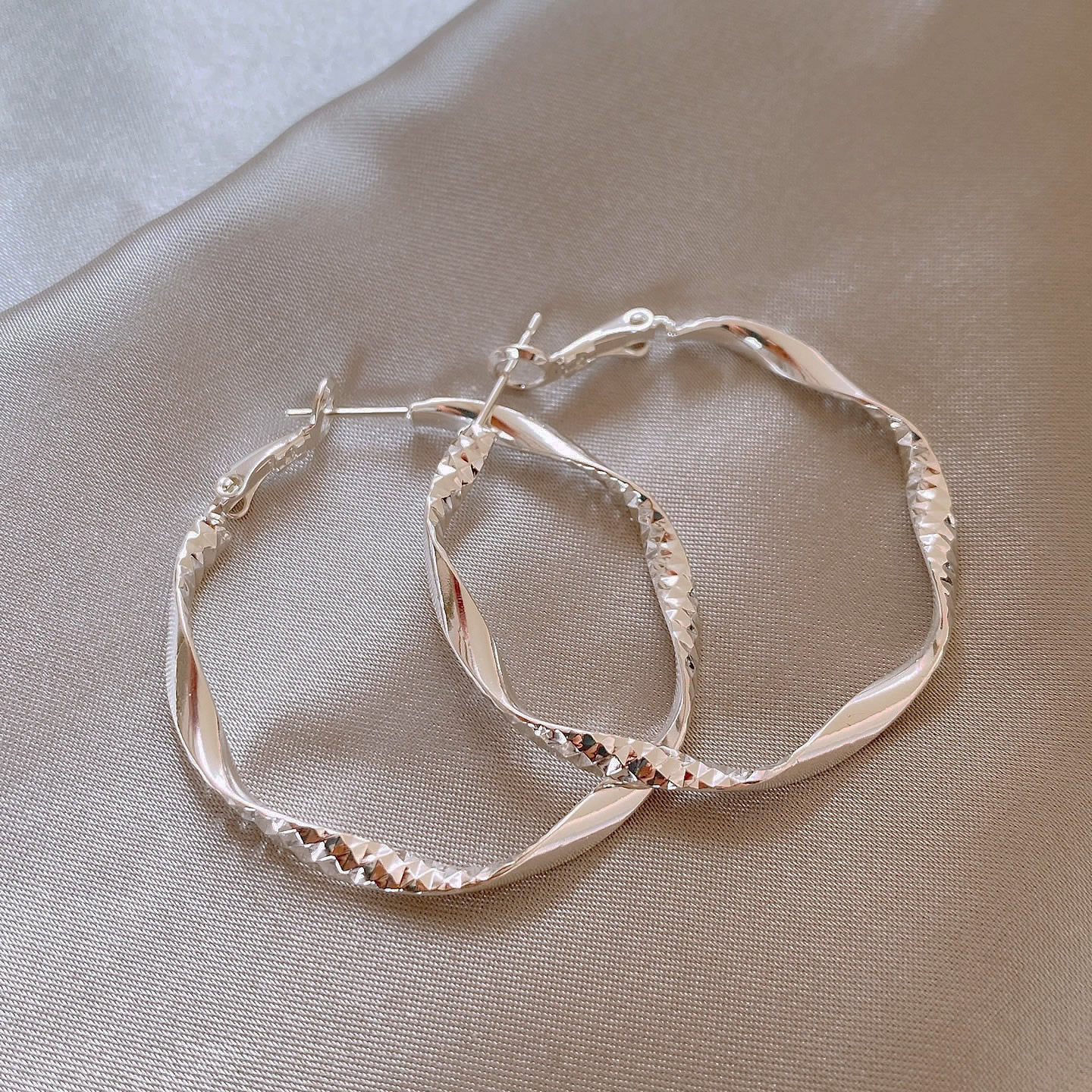 Silver Large Circle Earrings for Women 2026 New Ear Hoops Unique Beautiful Earrings