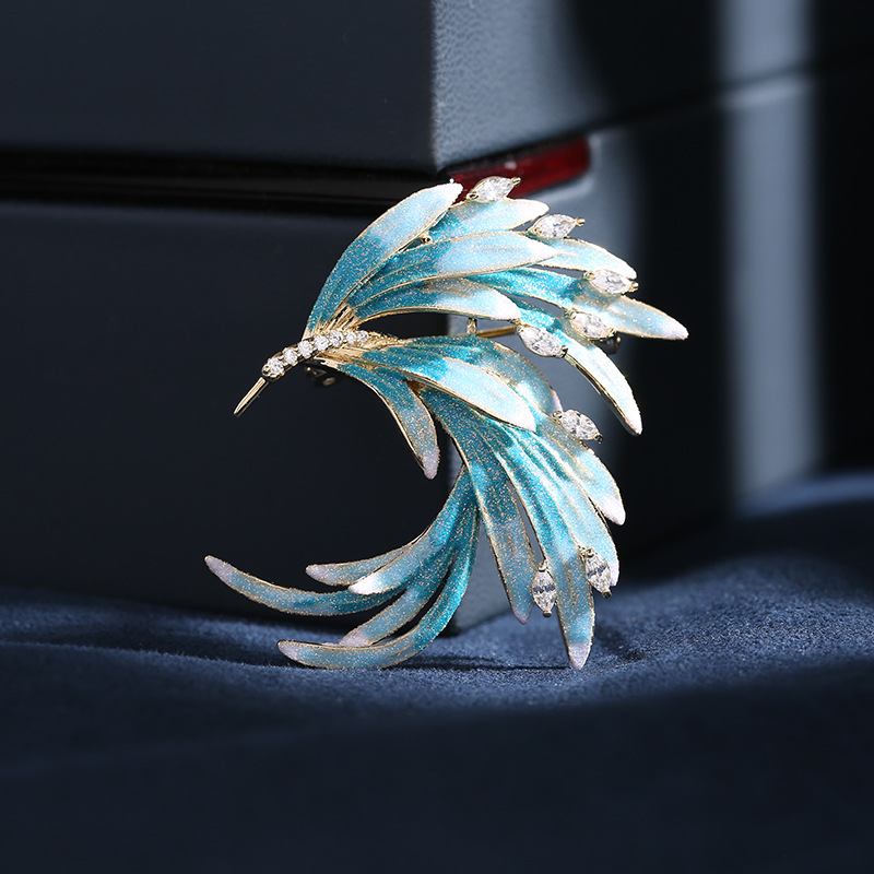 Chinese Style Phoenix Brooch Cheongsam Dress Accessories Elegant Pin Chinese Style Gradient Feather Brooch