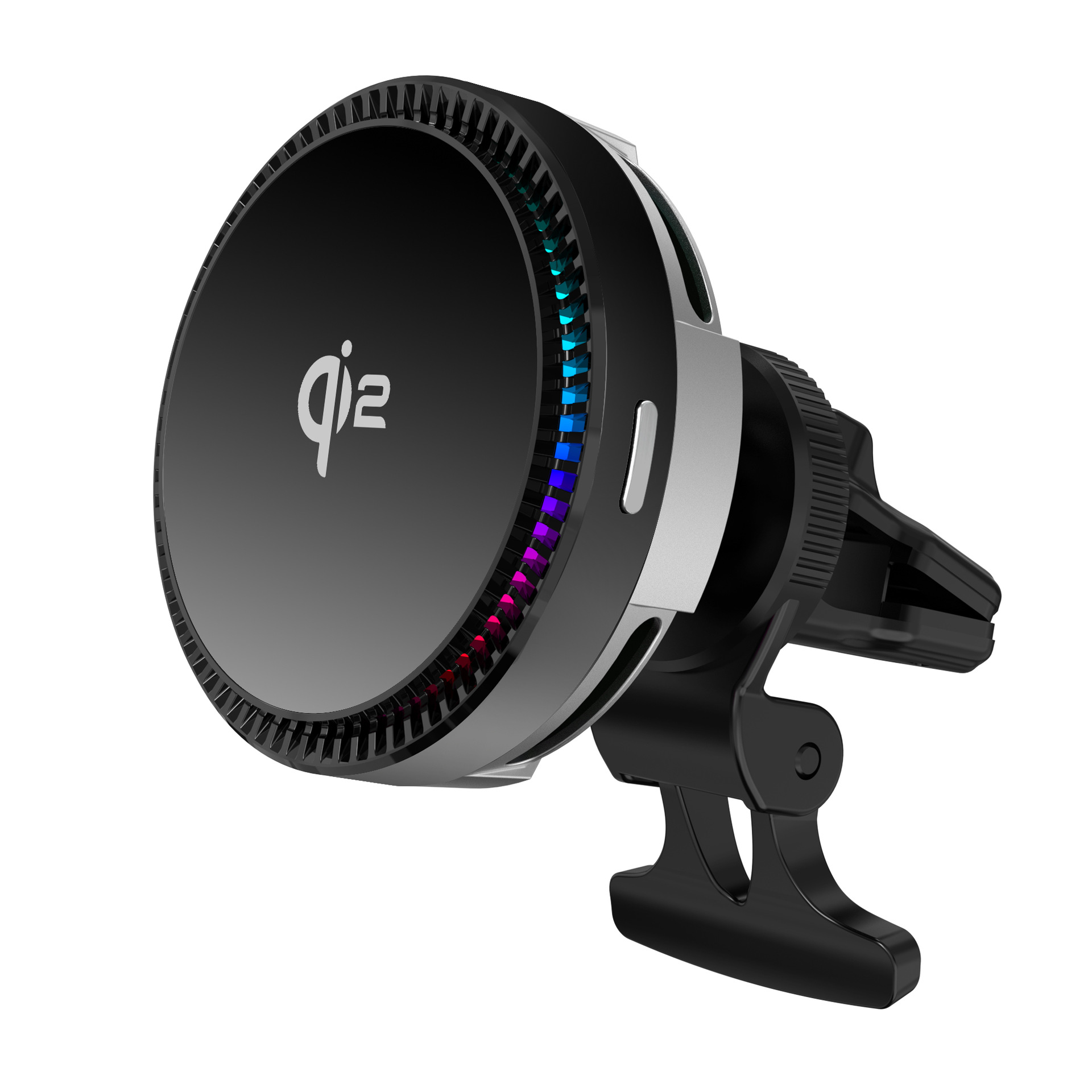 QI2 RGB light magnetic cooling fan car fast wireless charger phone mount for Apple Samsung