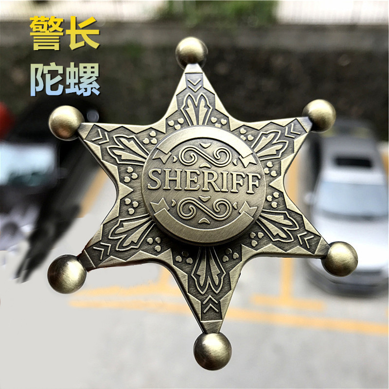 Hexagonal Neptune Sheriff Badge Finger Finger Spinner Child Werewolf Kill Board Game Toy