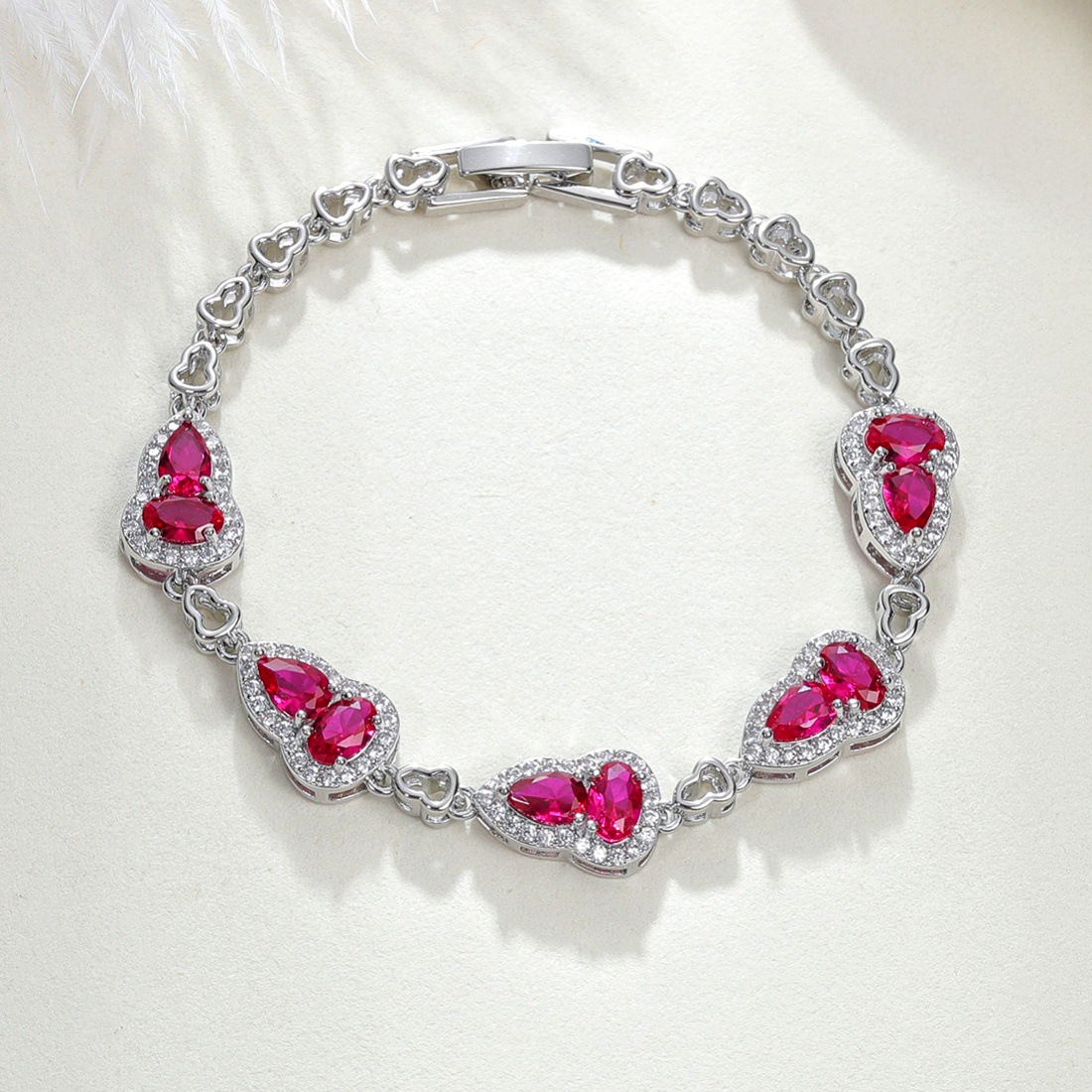 New Light Sea Blue Spinel Inlaid Gourd Bracelet New Chinese Style Colorful Gemstone Synthetic Ruby Green Nano Bracelet