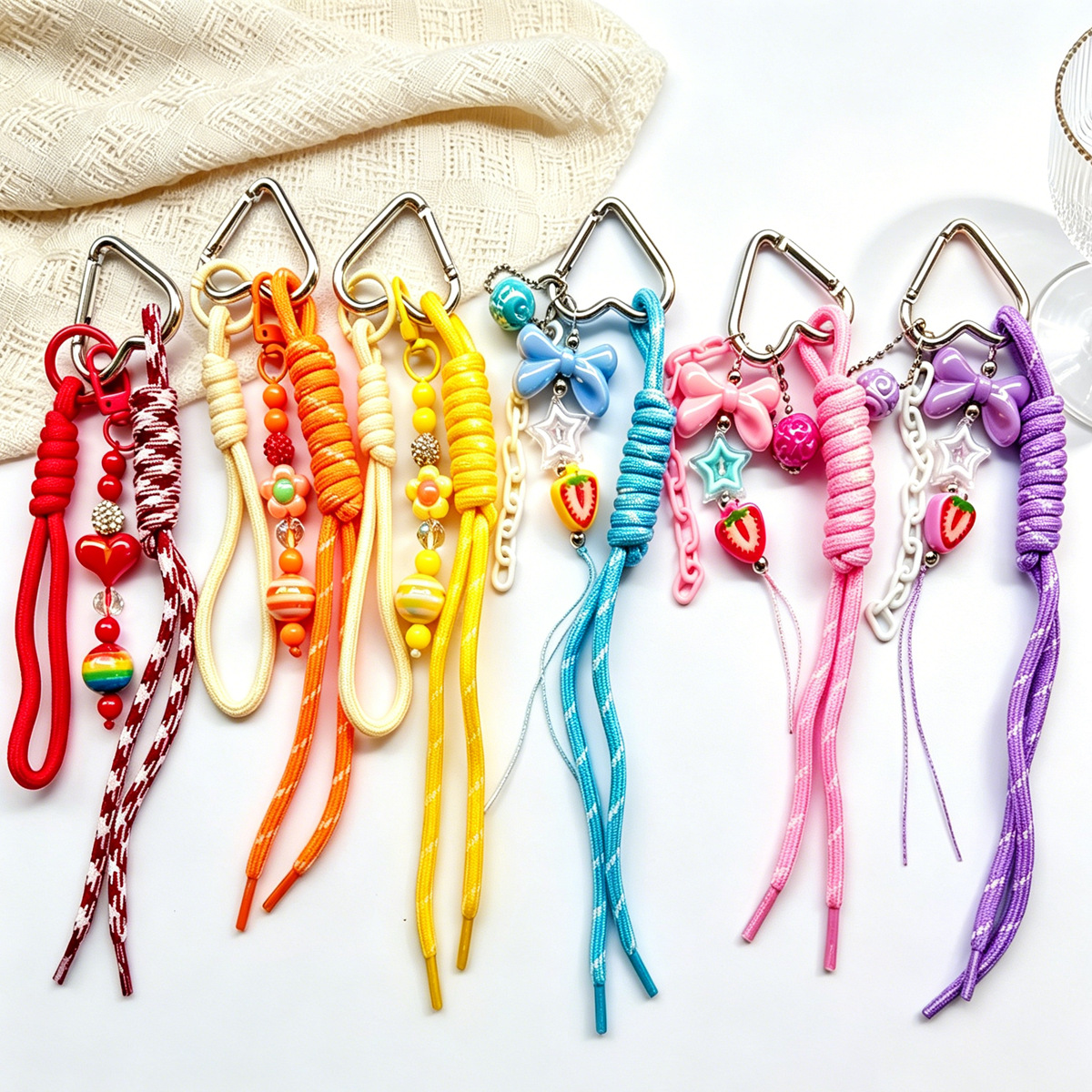 Dopamine hand-woven hanging rope sweet bag pendant multi-purpose woven keychain