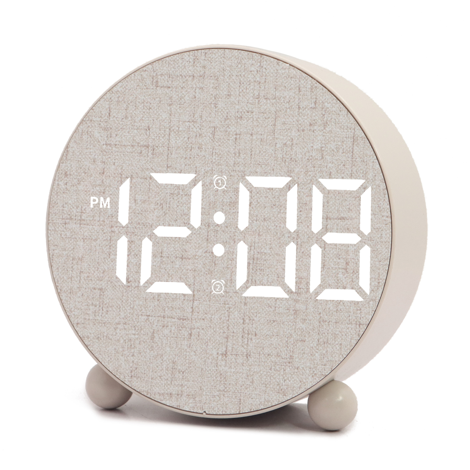 Round LED clock cloth student electronic clock living room use super loud wood grain children electronic alarm clock