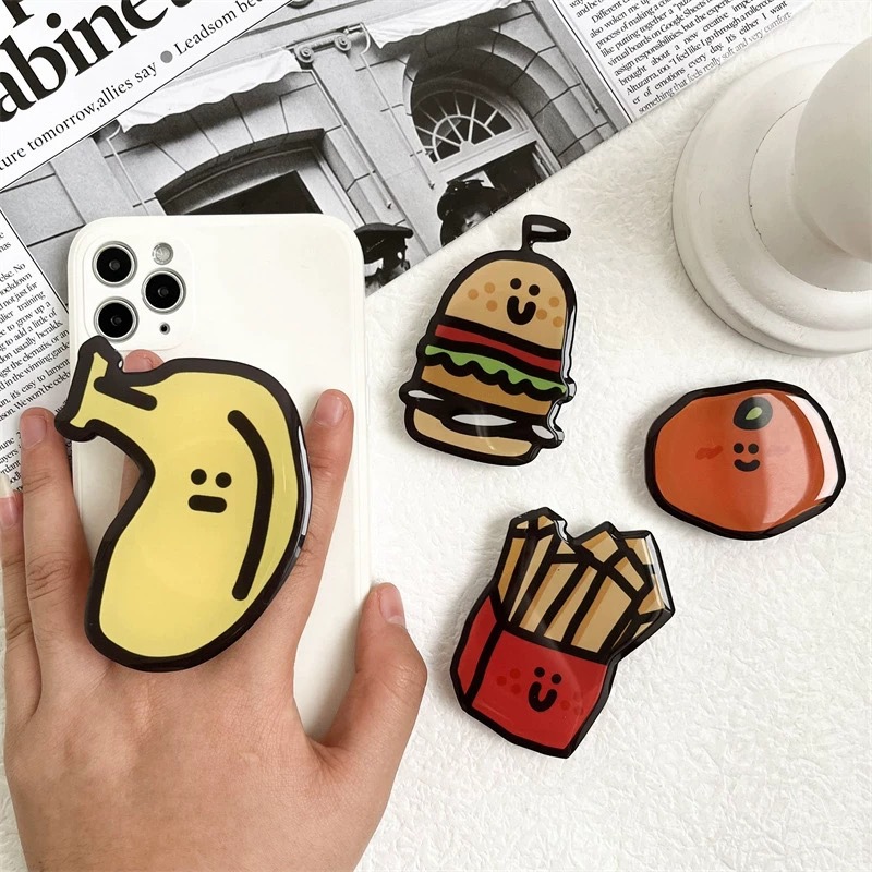 New Cartoon Phone Stand Banana Fries Resin Acrylic Phone Airbag Stand Custom Logo Digital