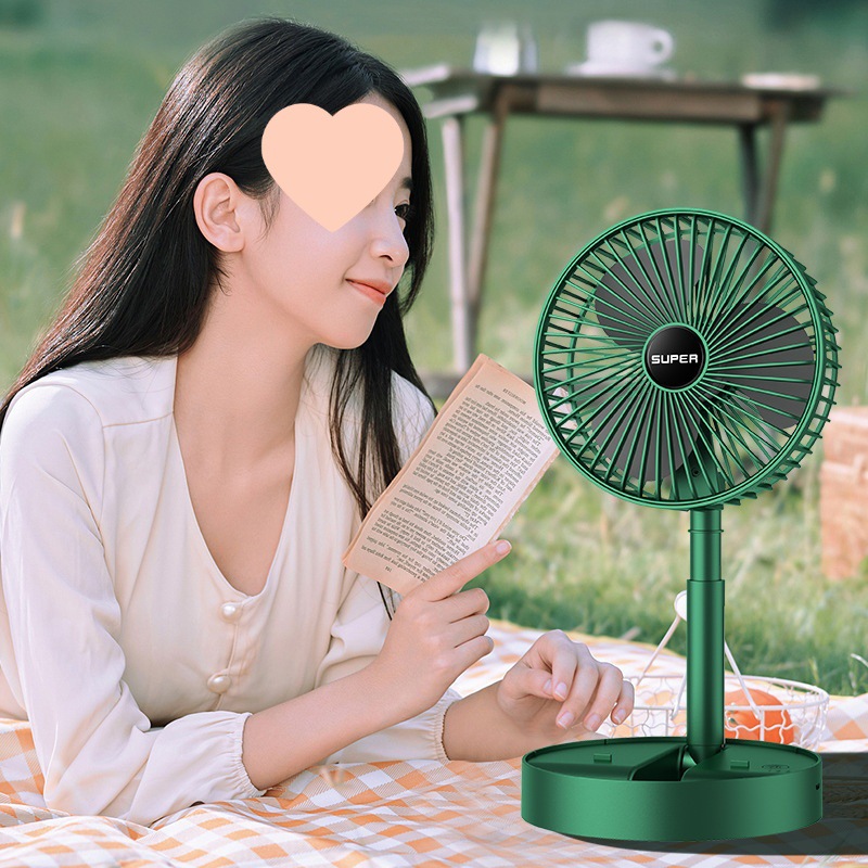 Long Battery Life Portable Fan Desktop Fan Charging Folding Silent Three-Speed Electric Fan Mini