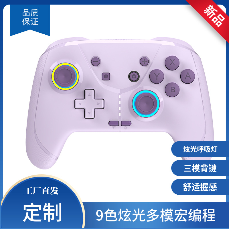 Glow Purple Switch Pro Controller Supports Android iOS PC Forced Motion Control Colorful Back Buttons Macro Recording Game Console