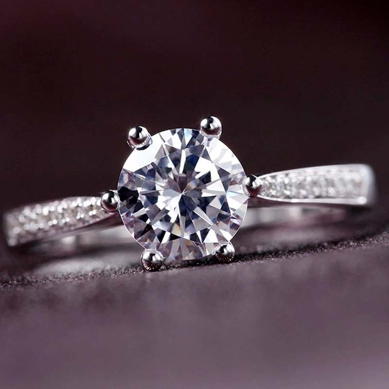 JZ010 Simulated diamond 1 carat wedding ring proposal ring women's ring eight hearts eight arrows cubic zirconia gold-plated six-claw diamond ring