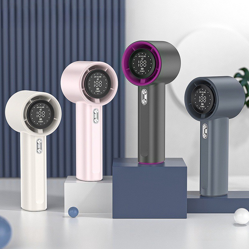 S001 Handheld Small Fan USB Charging 100 Gear Digital Display Mini High Speed Handheld Turbo Violent Fan
