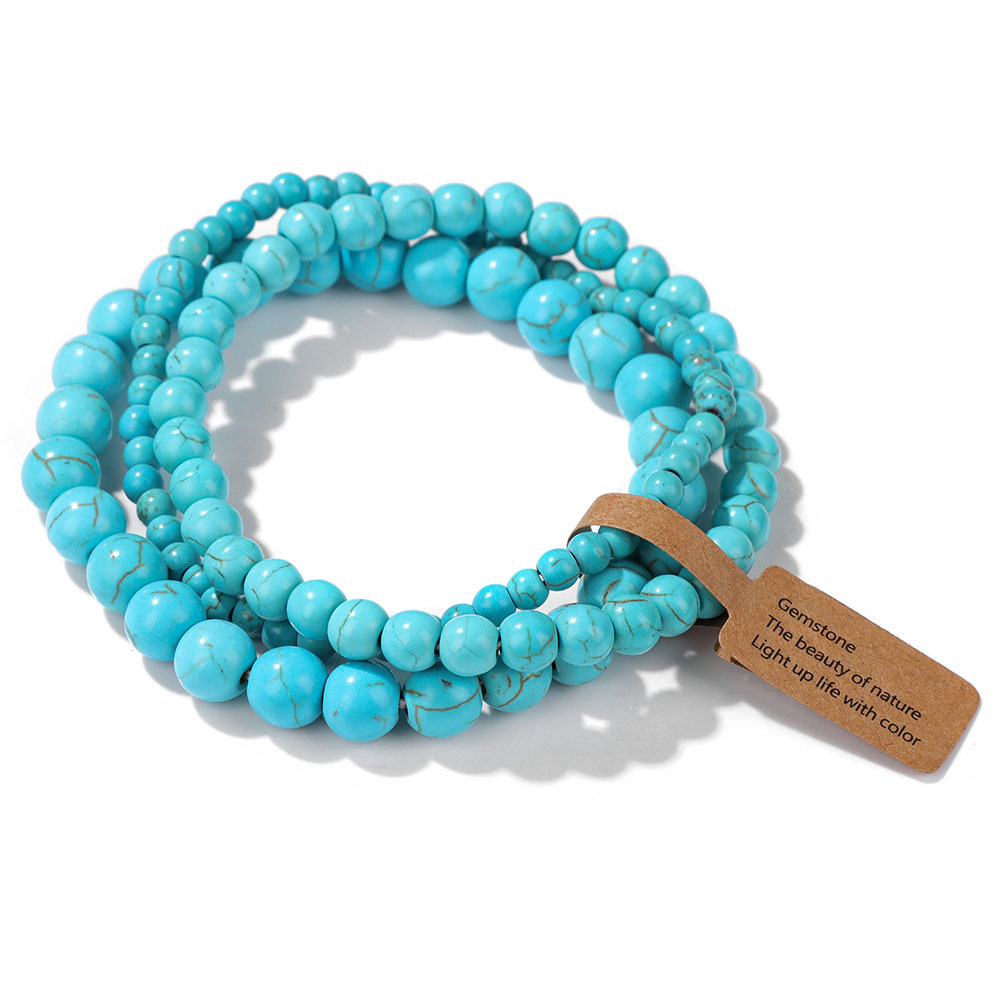 4mm/6mm/8mm three-piece bracelet set stone beads elastic rope simple label set unisex hand jewelry