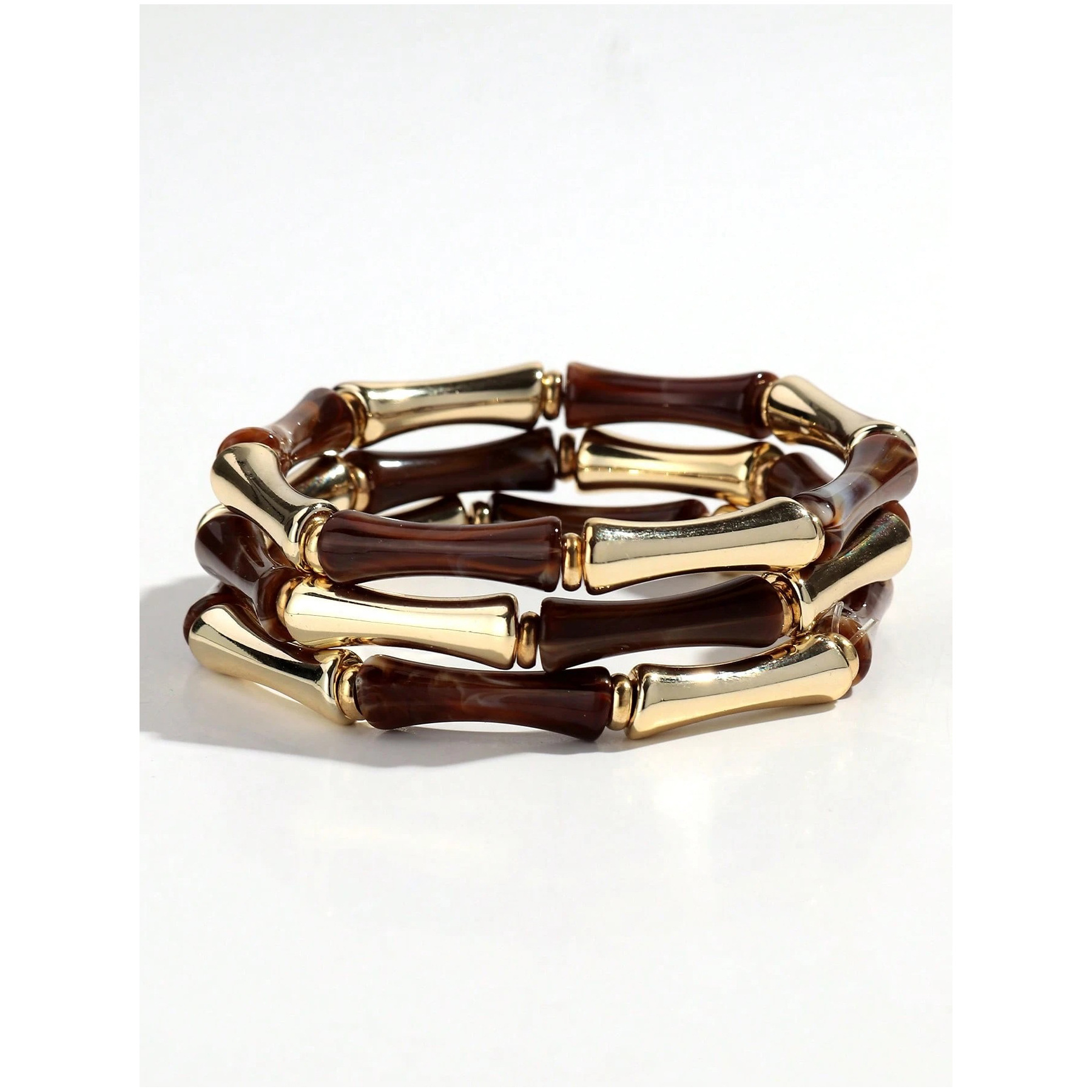 Acrylic Curved Tube Bracelet Stacking Elastic Beaded Bamboo Tube Bracelet