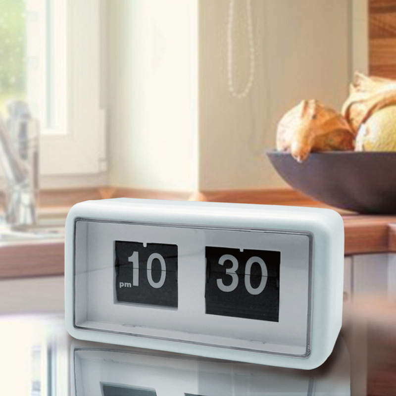 Flip Automatic Calendar Clock Living Room Desk Clock Transparent Box Gift Flip Clock