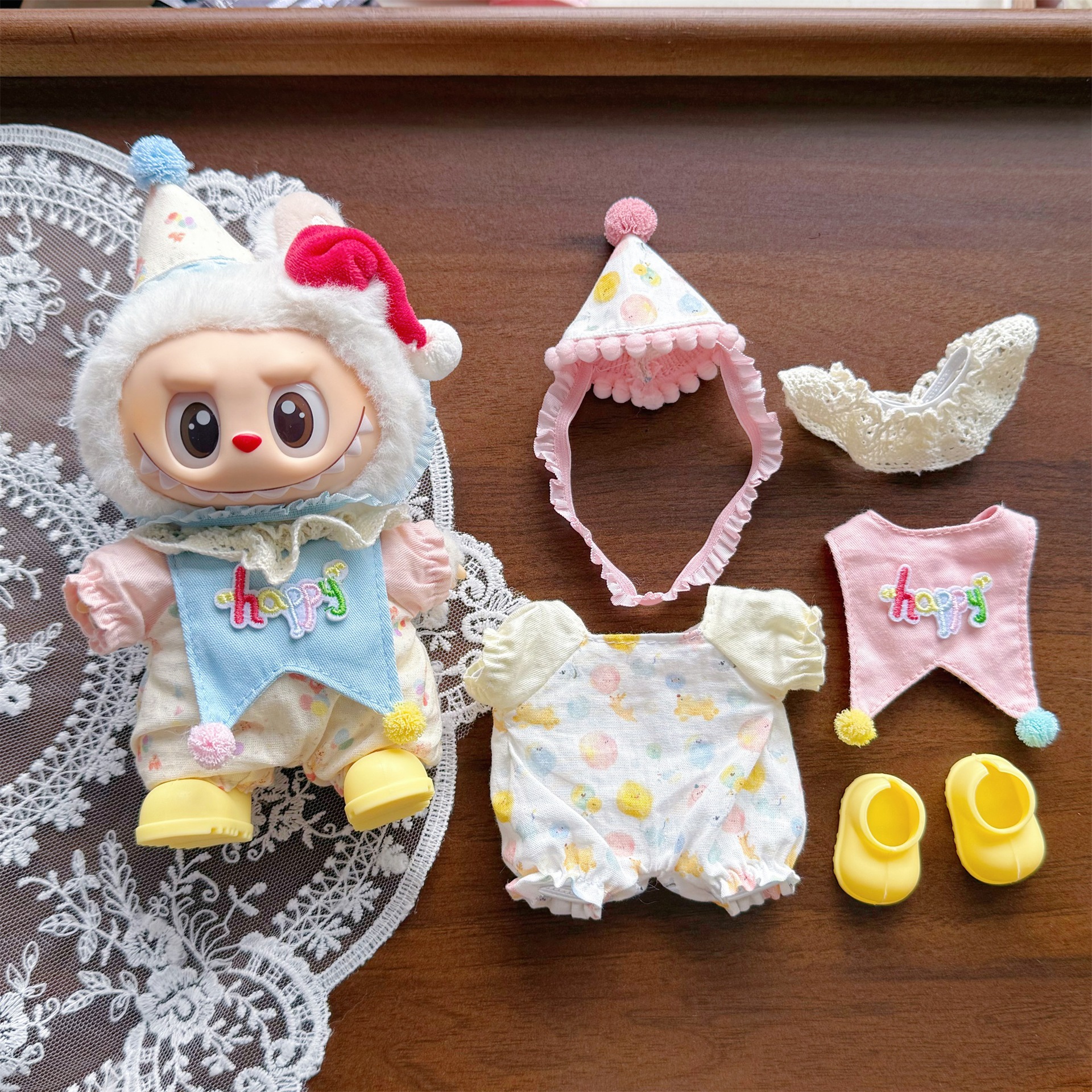 17cm Labubu first generation second generation third generation doll clothes birthday set dress-up clothes replacement plush set