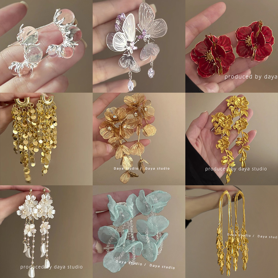 2025 New Vacation Style Earrings Suitable for Summer Earrings Forest Fairy Super Sweet Flower Petal Earrings