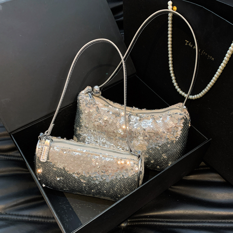 Women's Bag New Sequins Shoulder Bag Sequins Sparkling Women's Bag Nightclub Party Exquisite Underarm Bag