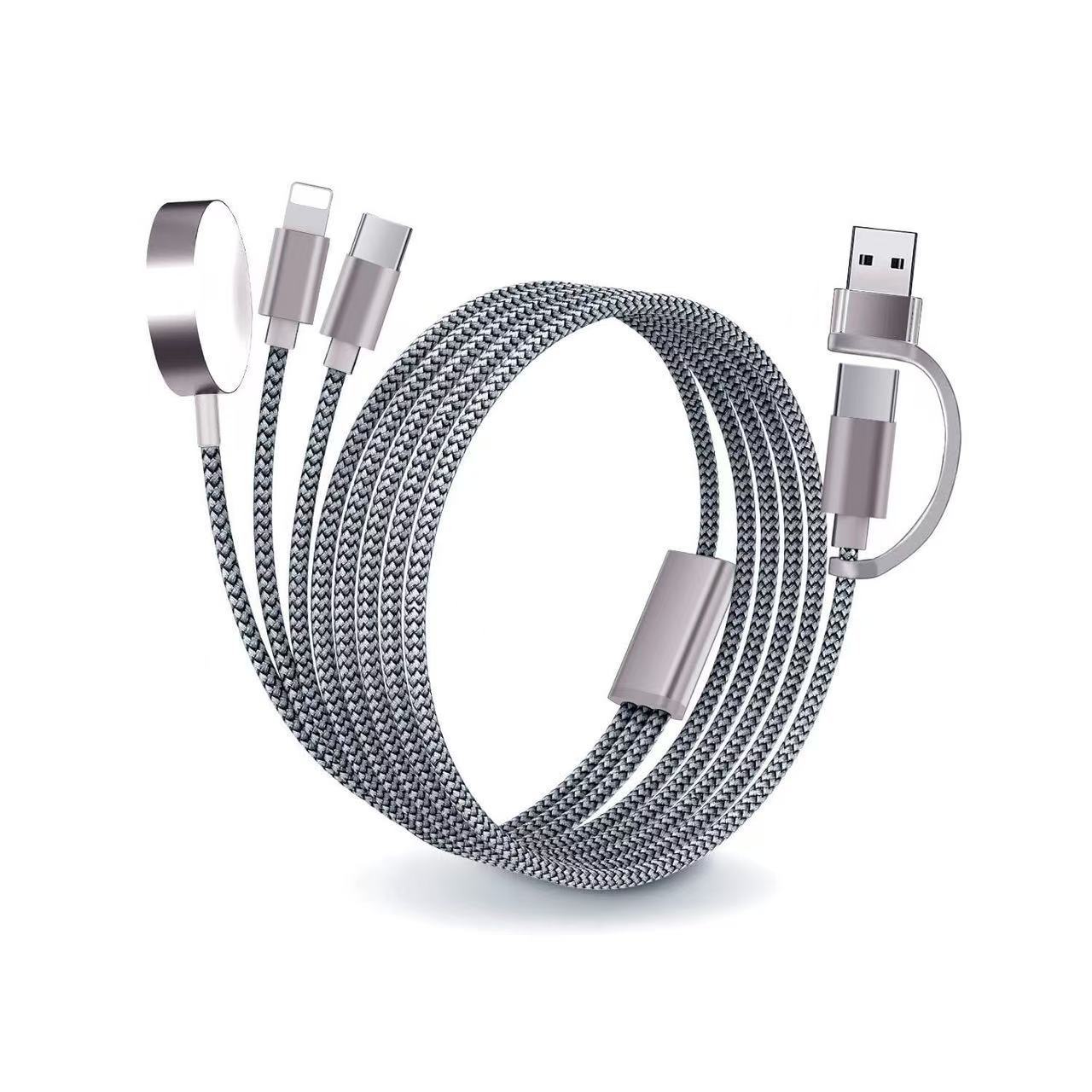 Portable 2-in-3 multi-interface USB+TypeC watch charger compatible with Apple iWatch magnetic charging cable