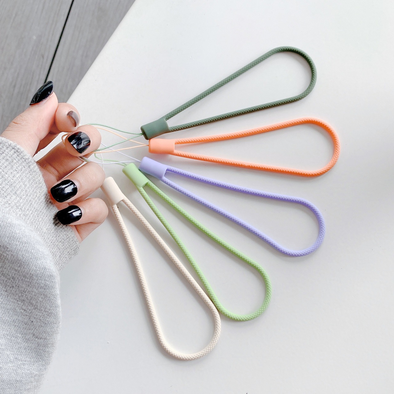 Grid silicone phone lanyard fan silicone wrist lanyard gift moire lanyard colorful hanging rope