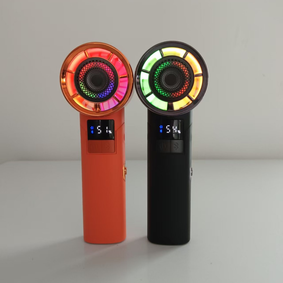 Handheld Fan AI Digital Display Stepless Wind Adjustment Cool Light Effect 100-Level Wind 115° Foldable Speaker F7